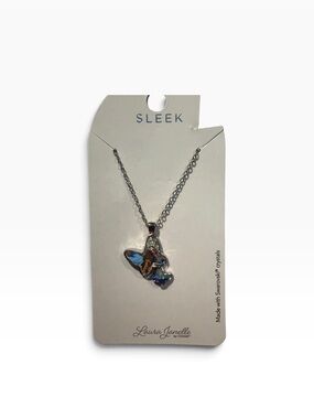 Laura Janelle Iridescent Blue Butterfly Pendant Necklace